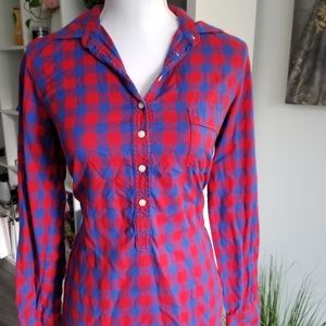 J CREW plaid pink and blue blouse